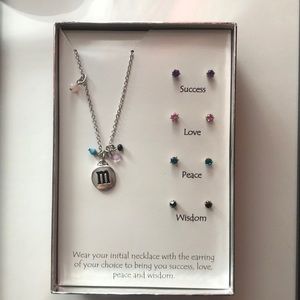 Necklace and earring set (M-initial)